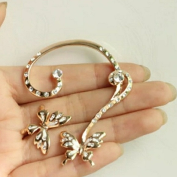 🎀Beautiful Butterfly Crystal Crawler Earing - Picture 5 of 6